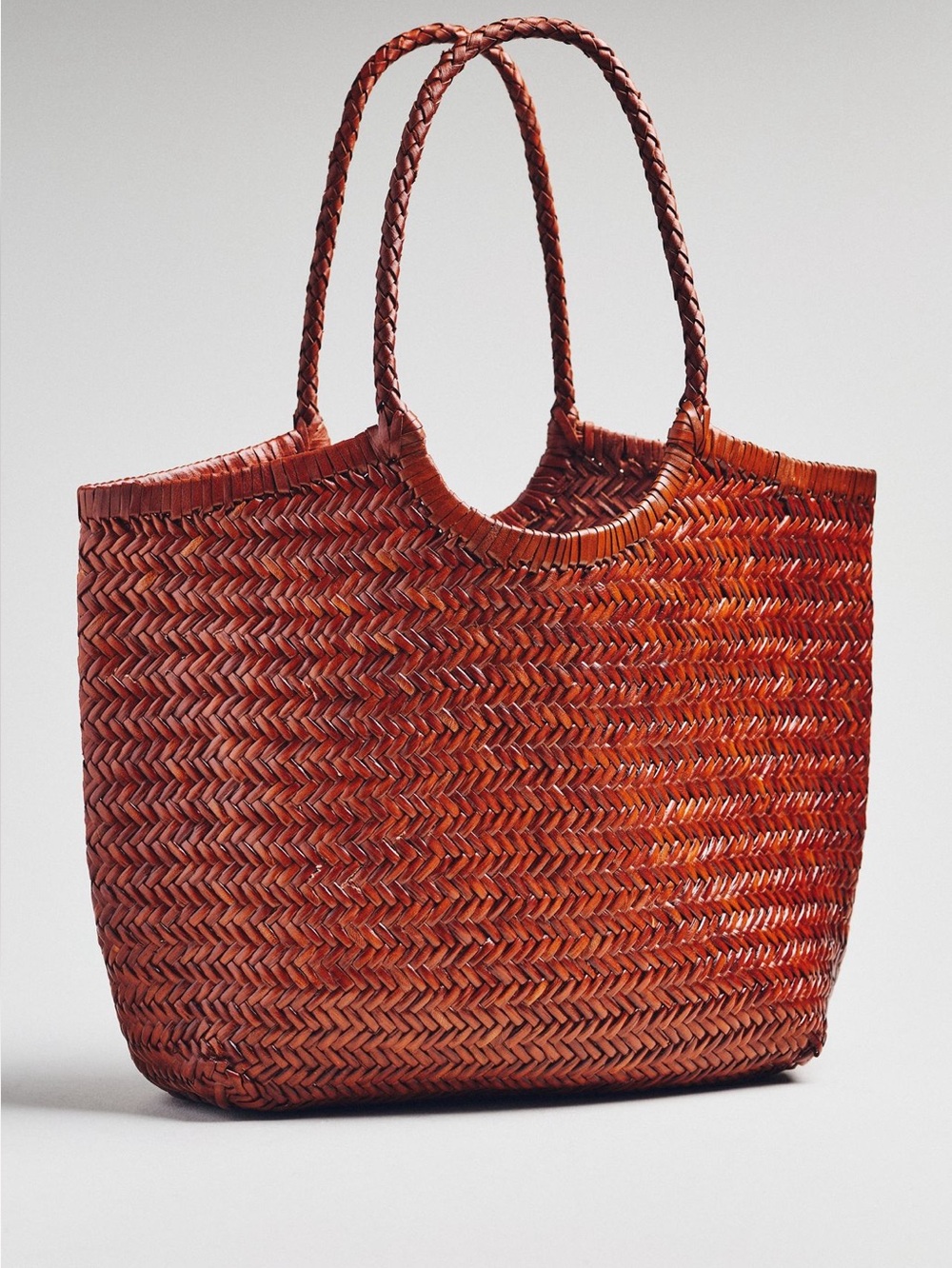 Anthropologie Woven Leather Tote New Tan Brown Beach Summer